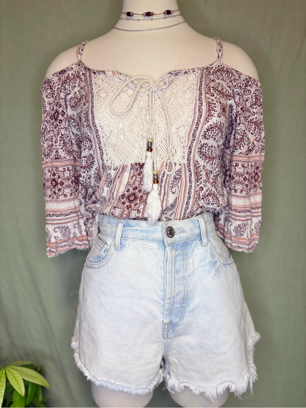 Mauve & Cream Paisley Top #y2k #boho